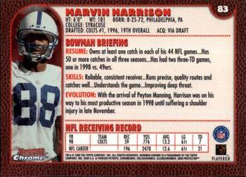 1999 Bowman Chrome #83 Marvin Harrison Back
