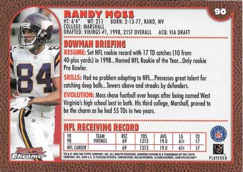 1999 Bowman Chrome #90 Randy Moss Back