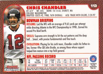 1999 Bowman Chrome #113 Chris Chandler Back