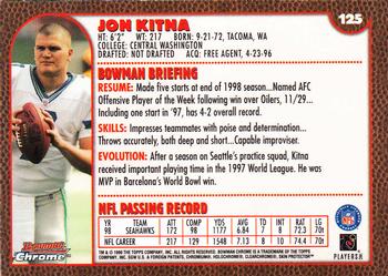 1999 Bowman Chrome #125 Jon Kitna Back
