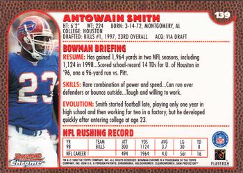 1999 Bowman Chrome #139 Antowain Smith Back