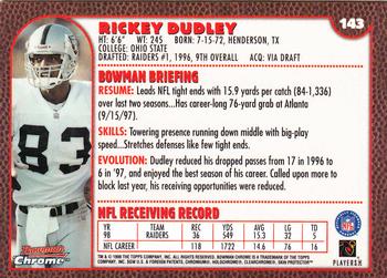 1999 Bowman Chrome #143 Rickey Dudley Back