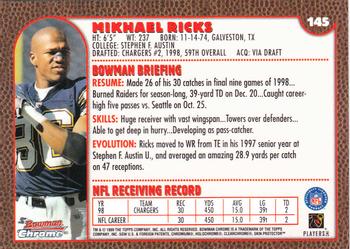 1999 Bowman Chrome #145 Mikhael Ricks Back