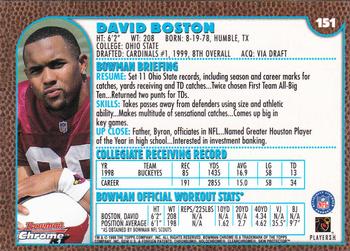 1999 Bowman Chrome #151 David Boston Back