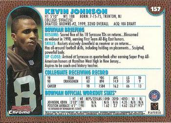 1999 Bowman Chrome #157 Kevin Johnson Back