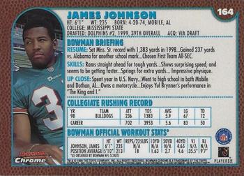 1999 Bowman Chrome #164 James Johnson Back