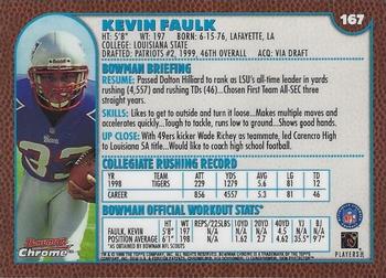 1999 Bowman Chrome #167 Kevin Faulk Back