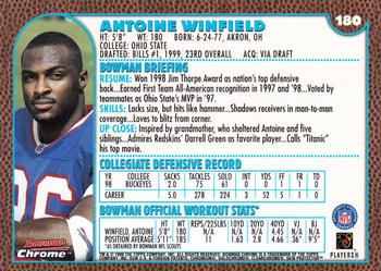1999 Bowman Chrome #180 Antoine Winfield Back