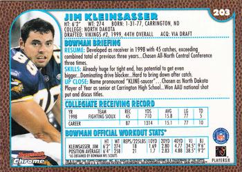 1999 Bowman Chrome #203 Jim Kleinsasser Back