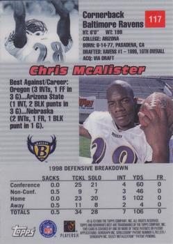 1999 Bowman's Best #117 Chris McAlister Back