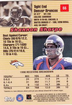 1999 Bowman's Best #66 Shannon Sharpe Back