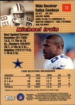 1999 Bowman's Best #72 Michael Irvin Back