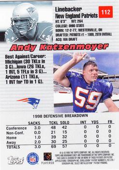 1999 Bowman's Best #112 Andy Katzenmoyer Back