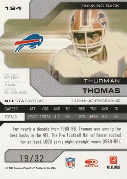 2007 Leaf Limited - Bronze Spotlight #194 Thurman Thomas Back