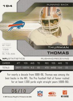 2007 Leaf Limited - Gold Spotlight #194 Thurman Thomas Back