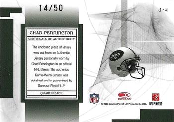 2007 Leaf Limited - Jumbo Jerseys #J-4 Chad Pennington Back