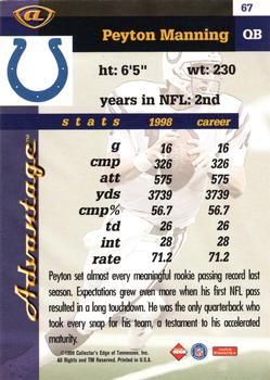 1999 Collector's Edge Advantage #67 Peyton Manning Back