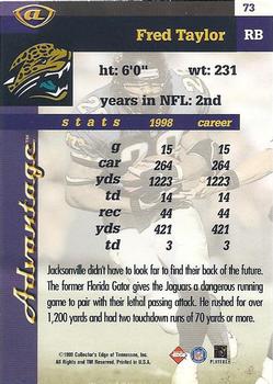 1999 Collector's Edge Advantage #73 Fred Taylor Back