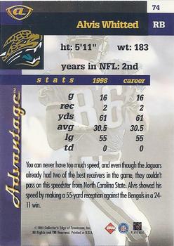 1999 Collector's Edge Advantage #74 Alvis Whitted Back