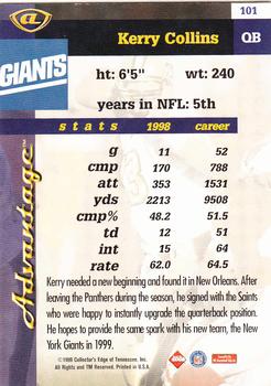 1999 Collector's Edge Advantage #101 Kerry Collins Back