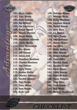 1999 Collector's Edge Advantage #190 Checklist: 101-190 Front