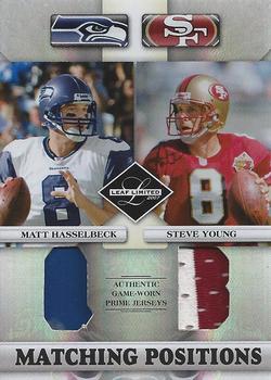 2007 Leaf Limited - Matching Positions Jerseys Prime #MP-10 Matt Hasselbeck / Steve Young Front
