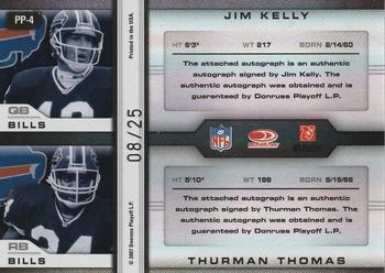 2007 Leaf Limited - Prime Pairings Autographs #PP-4 Jim Kelly / Thurman Thomas Back