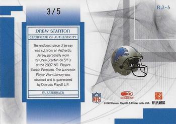 2007 Leaf Limited - Rookie Jumbo Jersey Numbers #RJ-5 Drew Stanton Back