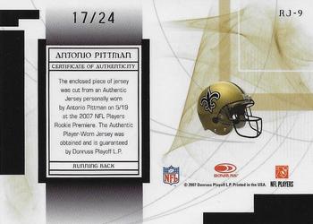 2007 Leaf Limited - Rookie Jumbo Jersey Numbers #RJ-9 Antonio Pittman Back