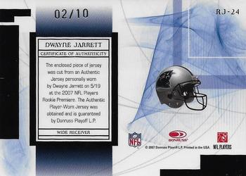2007 Leaf Limited - Rookie Jumbo Jersey Numbers Prime #RJ-24 Dwayne Jarrett Back