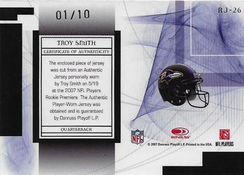 2007 Leaf Limited - Rookie Jumbo Jersey Numbers Prime #RJ-26 Troy Smith Back