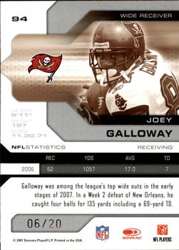 2007 Leaf Limited - Silver Spotlight #94 Joey Galloway Back