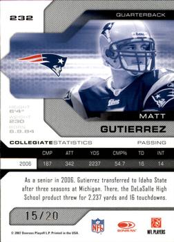 2007 Leaf Limited - Silver Spotlight #232 Matt Gutierrez Back
