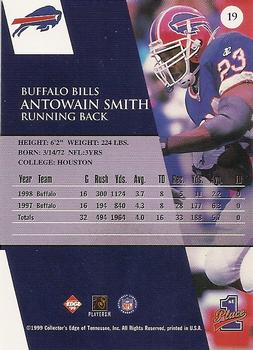 1999 Collector's Edge First Place #19 Antowain Smith Back