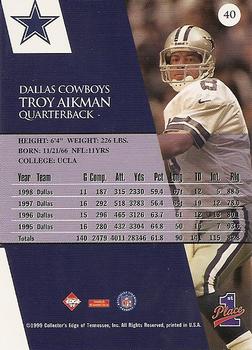1999 Collector's Edge First Place #40 Troy Aikman Back