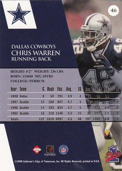1999 Collector's Edge First Place #46 Chris Warren Back