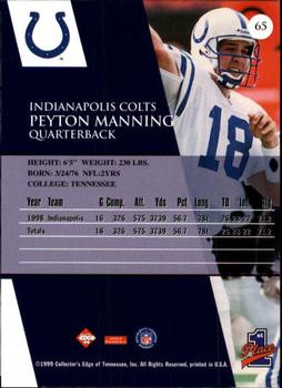 1999 Collector's Edge First Place #65 Peyton Manning Back