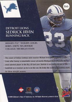 1999 Collector's Edge First Place #166 Sedrick Irvin Back