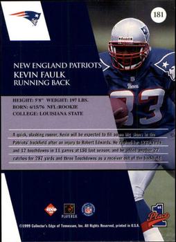1999 Collector's Edge First Place #181 Kevin Faulk Back
