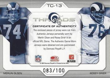 2007 Leaf Limited - Team Threads Dual #TC-13 Merlin Olsen / Rosey Grier Back