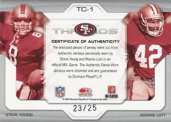 2007 Leaf Limited - Team Threads Dual Prime #TC-1 Steve Young / Ronnie Lott Back