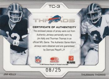 2007 Leaf Limited - Team Threads Dual Prime #TC-3 Jim Kelly / Thurman Thomas Back