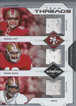 2007 Leaf Limited - Team Threads Triples #TT-1 Steve Young / Ronnie Lott / Roger Craig Front