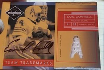 2007 Leaf Limited - Team Trademarks Autograph Materials Prime #TT-39 Earl Campbell Front