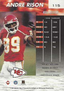 1999 Collector's Edge Fury #115 Andre Rison Back
