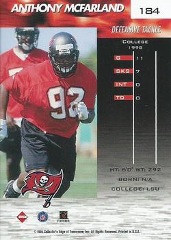 1999 Collector's Edge Fury #184 Anthony McFarland Back