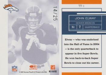 2007 Leaf Limited - Team Trademarks Holofoil #TT-1 John Elway Back