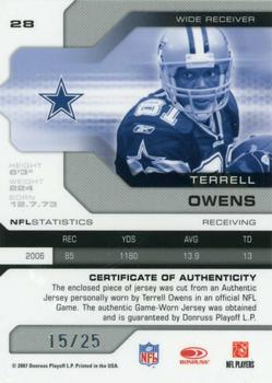 2007 Leaf Limited - Threads Prime #28 Terrell Owens Back