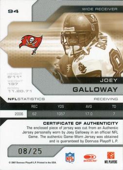 2007 Leaf Limited - Threads Prime #94 Joey Galloway Back