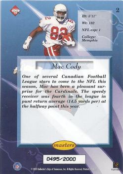 1999 Collector's Edge Masters #2 Mac Cody Back